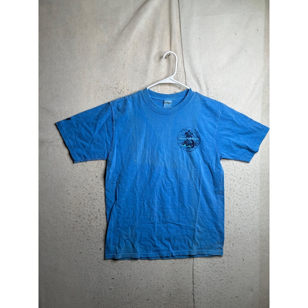 Crazy Shirts Hawaii Honu and Humu Blue Graphic T-Shirt Mens M Sea Turtle Fish